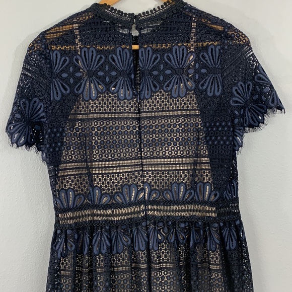NWT Picadilly Canada Floral Lace Dress Navy Black Lined Size Small - Picture 10 of 15